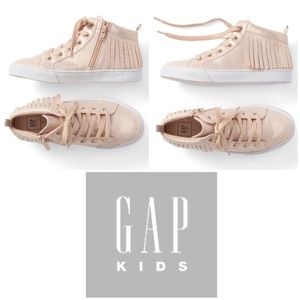 Up Sneakers Round Toe Easy Pull On Gap Kids Girl/'s Silver Glitter Hi-Top Lace